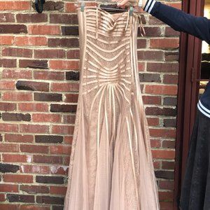 Stunning BCBG Taupe Colored Sleeveless Gown